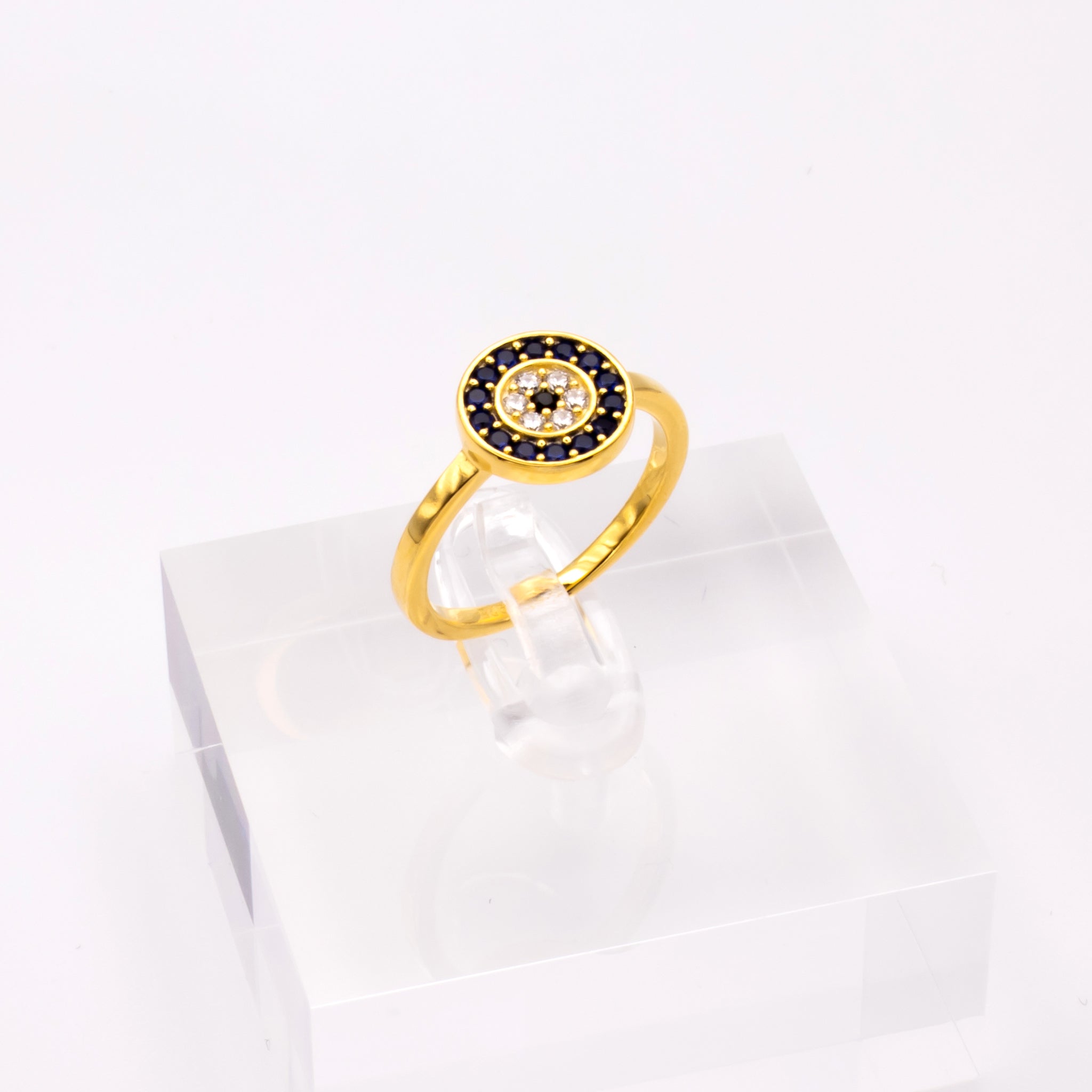 18K Gold Plated Evil Eye Ring Sleek & Sparkling Design – Hulyi