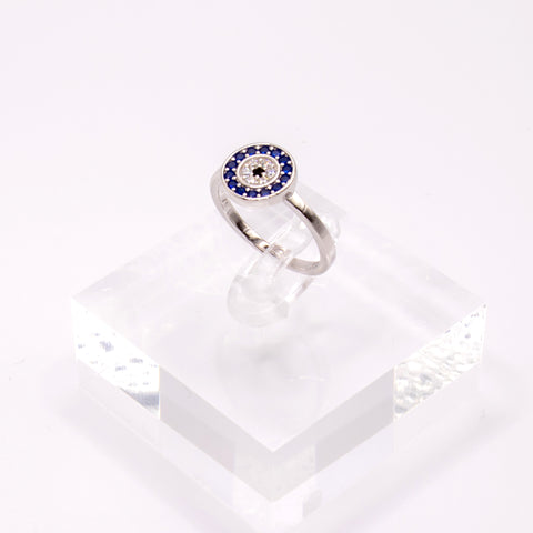 925 Sterling Silver Evil Eye Zirconia Stones Ring 1
