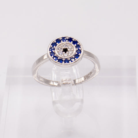 925 Sterling Silver Evil Eye Zirconia Stones Ring 2