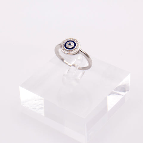 925 Sterling Silver Ring with Evil Eye Embellishment